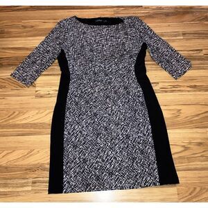 Lauren Ralph Lauren Women's Dress Black White Geometry Stretch Sheath Sz‎ 18